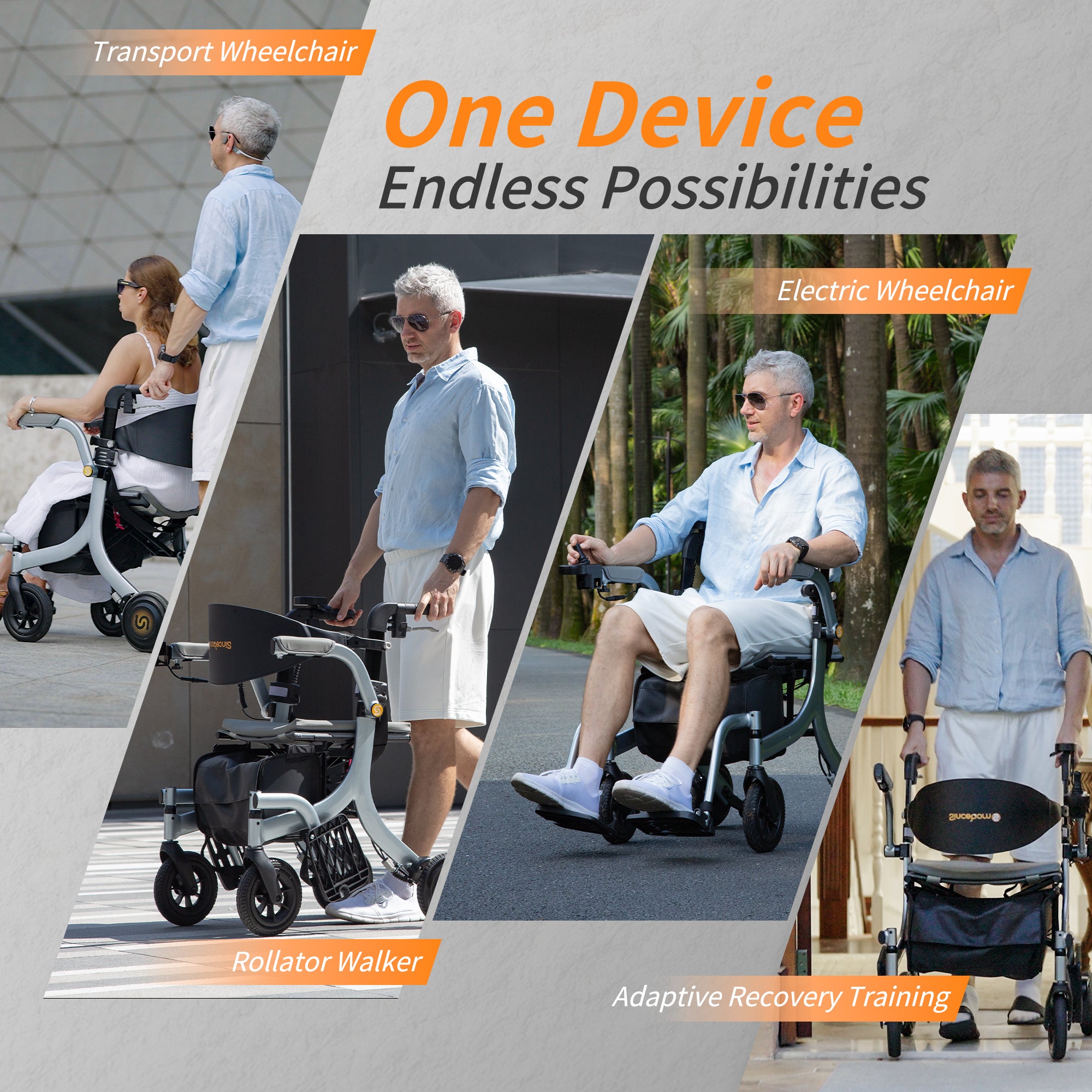 SINCEBORN 4-in-1 Electric Rollator & Wheelchair